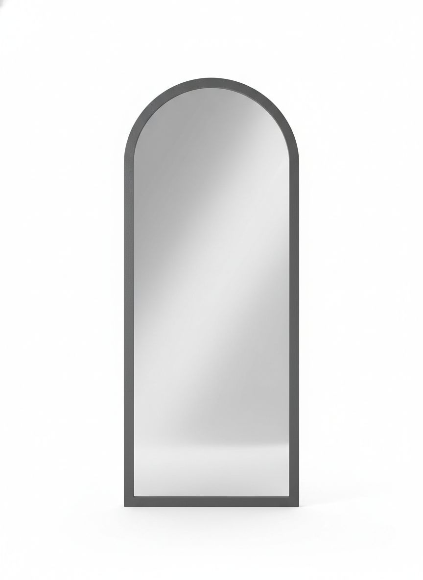 Gray Arched Floor Mirror