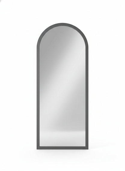 Gray Arched Floor Mirror