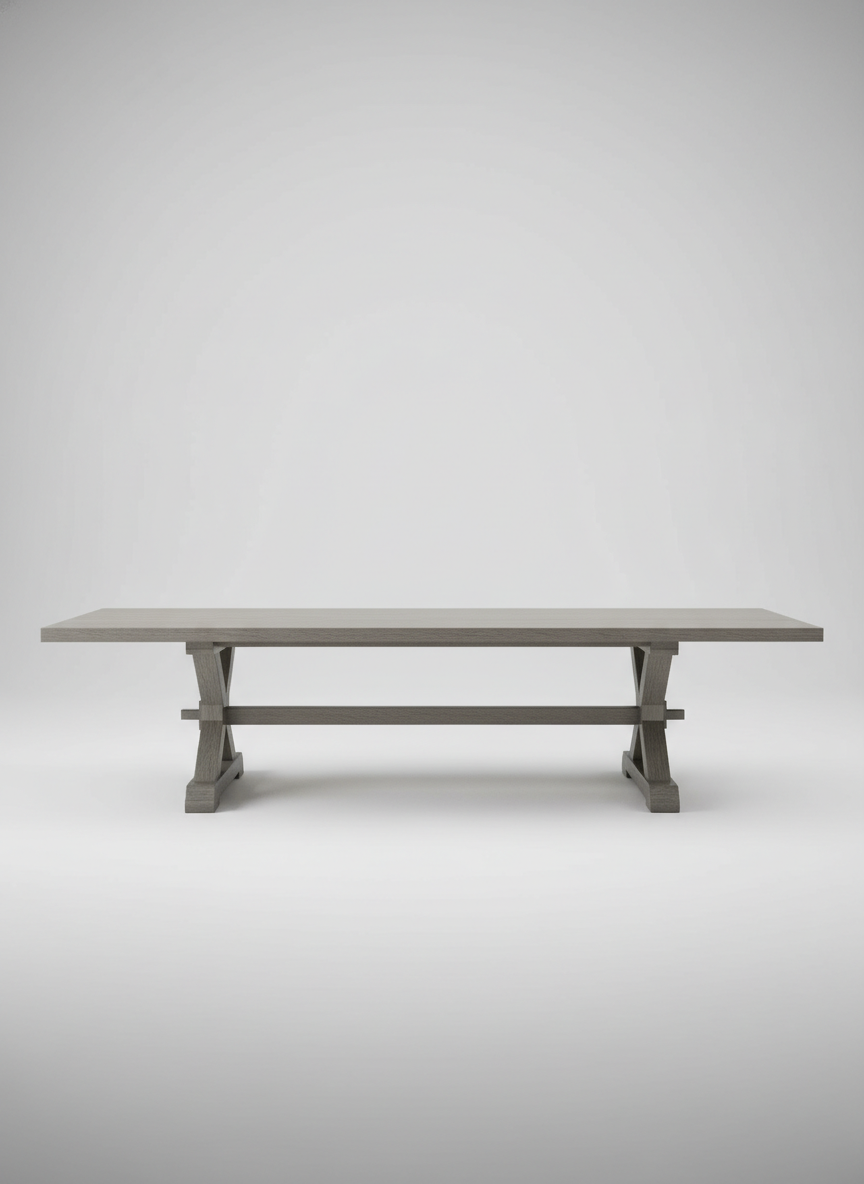 Gray Trestle Dining Table